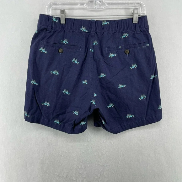 Bonobos Shorts Men's Sz S Blue Car Patterned Mid-Rise Elastic Waist Chino - Picture 2 of 11